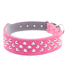 Dog Collar Studded Suede Pink