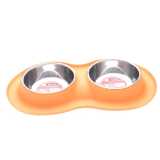 Silicon Pet Bowl Double  Dish Orange