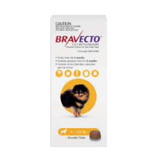 Bravecto Chew For Dogs Yellow 2 - 4.5kg Single Tablet