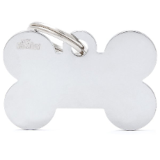 Pet ID Tag Chrome Bone