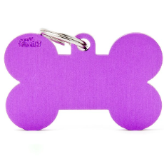 Pet ID Tag Aluminium Purple Bone