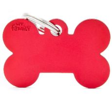 Pet ID Tag Aluminium Red Bone