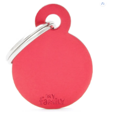 Pet ID Tag Aluminium Red Circle Small 2.1cm x 2.8cm