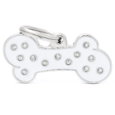 Pet ID Tag Chic White Bone Rhinestone
