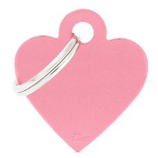 Pet ID Tag Aluminium Pink Heart Small 2.5cm X 2.7cm