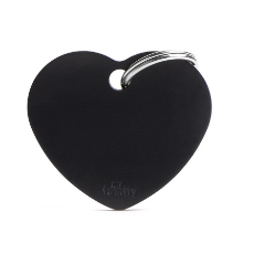 Pet ID Tag Aluminium Black Heart Large