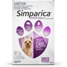 Simparica Chews For Protection Against Fleas & Ticks 3 Pack Small Dogs 2.6>5kg