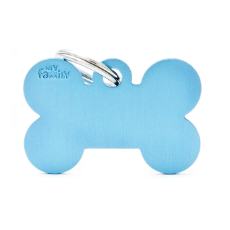 Pet ID Tag Chrome Bone Small Light Blue