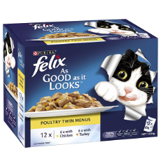 Felix Cat Food Poultry Twin Menus 12Pack 85g Each