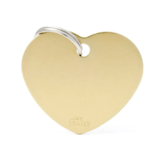 Pet ID Tag Gold Chrome Heart Large