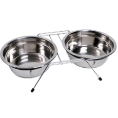 Stainless Steel Double Diner On Stand 2 Bowls .22litre
