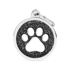 Dog Tag Shine Circle Paw Black