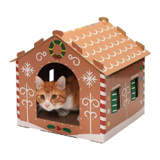 Kitty Christmas Scratcher Gingerbread House