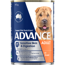 Advance Dog Sensitive Skin & Digestion Chicken 12x410g