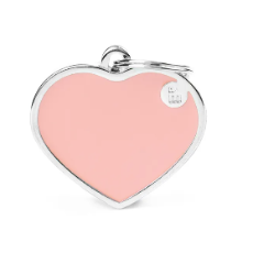 Pet ID Tag Aluminium My Family Basic H'made Heart Pastel Pink Large
