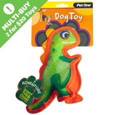 Pet One Adventure Squeaky Dinosaur Green 24cm