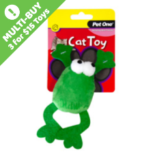 Pet One Cat Toy Plush Jumping Frog Green 14.5cm