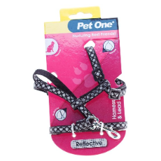 Cat Harness & Lead, Floral Black