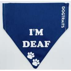 Dog Traits Bandana Navy ‘I’m Deaf’