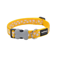 Red Dingo Dog Collar White Spots on Yellow